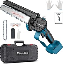 【2025 Latest Model】 SEESII Rechargeable Chainsaw Electric 6-Inch Handy Chainsaw Cordless Small Saw Tool-Free Chain Adjustment Built-in Automatic Lubrication Strong, Lightweight, One-Handed Operation