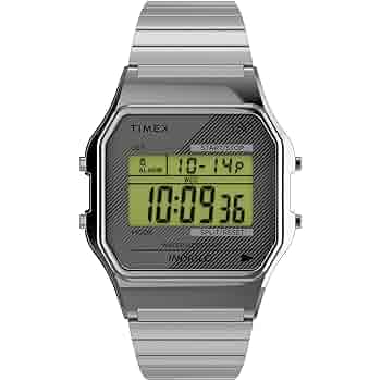 時計 TIMEX classic digital silver INDIGLO Timex Men's Classic Digital Military Style Watch, Silver