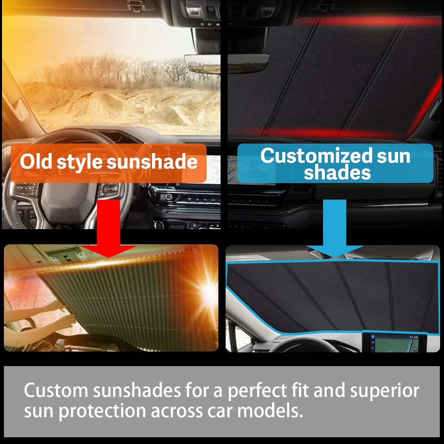 Windshield Sun Shade Compatible with Chevrolet Silverado 1500 /GMC Sierra 1500 2019-2025,Silverado/Sierra 2500 HD,3500 HD 2020-2025 Foldable Sun Visor Front Window Sunshade with Storage Bag