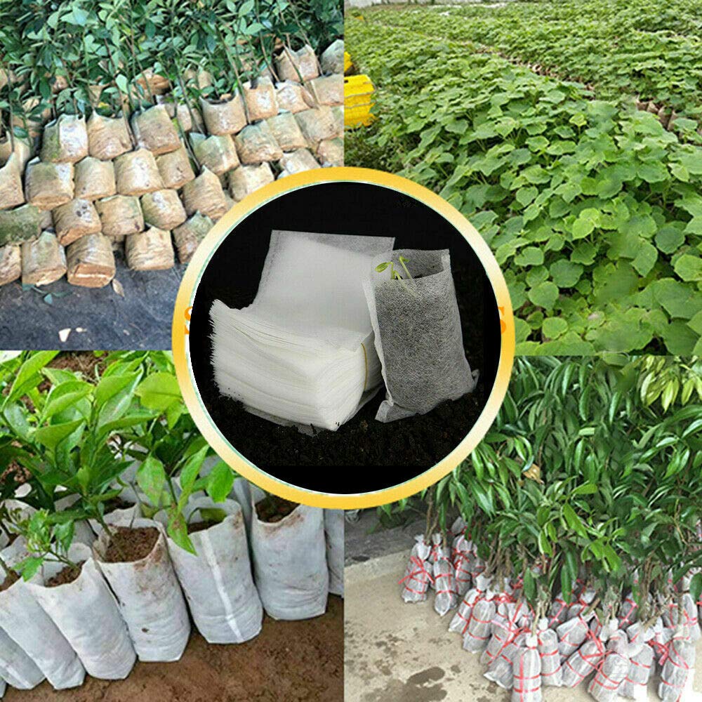 Toolstar White Seedling Bags, 200Pcs Biodegradable Non-Woven Plant Fabric Grow Breeding Nursery Bags For Pots Breeding, Plants Pouch (16 * 16Cm)