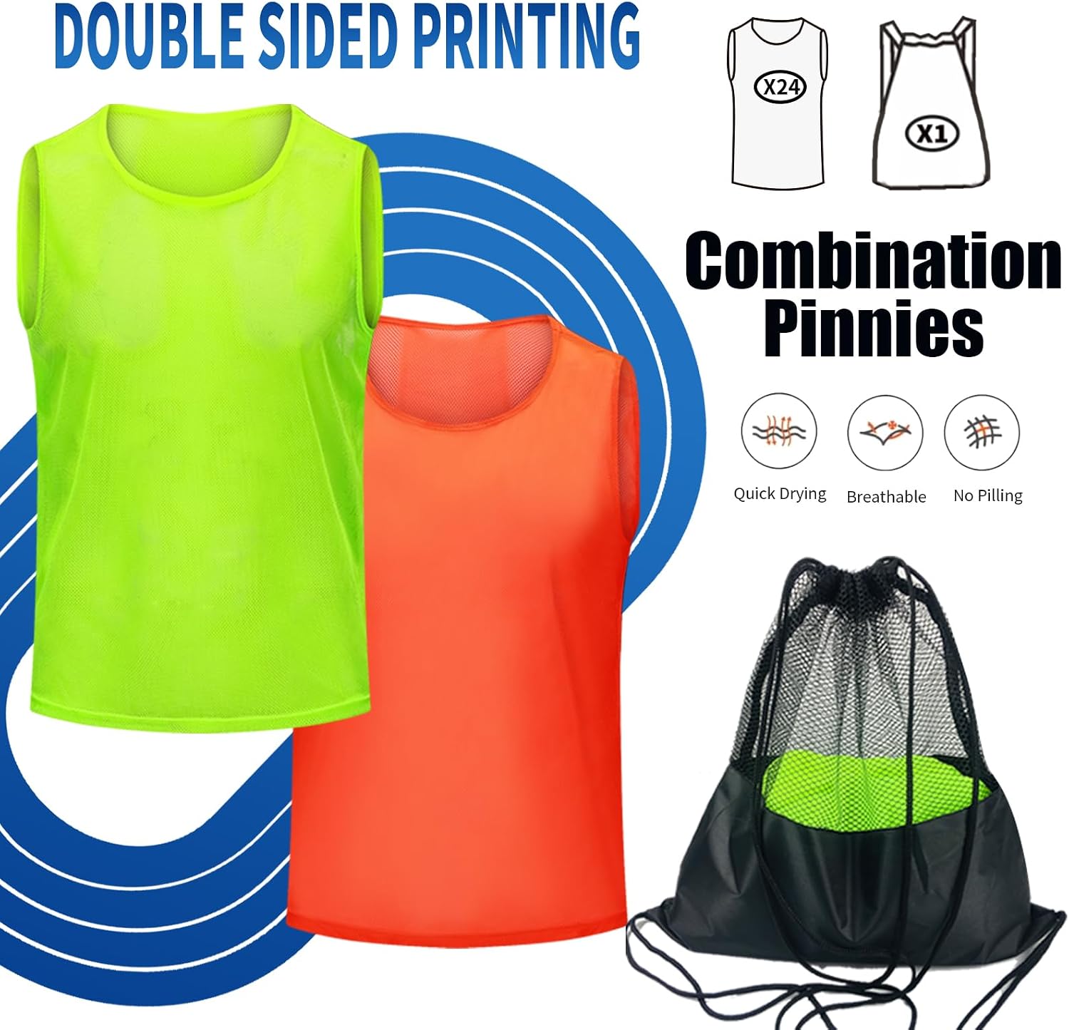 Soccer Pinnies Youth with Numbers Scrimmage Team Practice Vests Pennies Jerseys for Basketball Soccer Football Bibs
