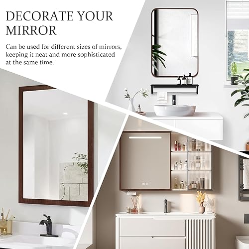 Miniatura 5 de Nirvany Papel tapiz de grano de madera negro de 13 yardas, borde extraíble, PVC, impermeable, para despegar y pegar, marco de espejo de baño,