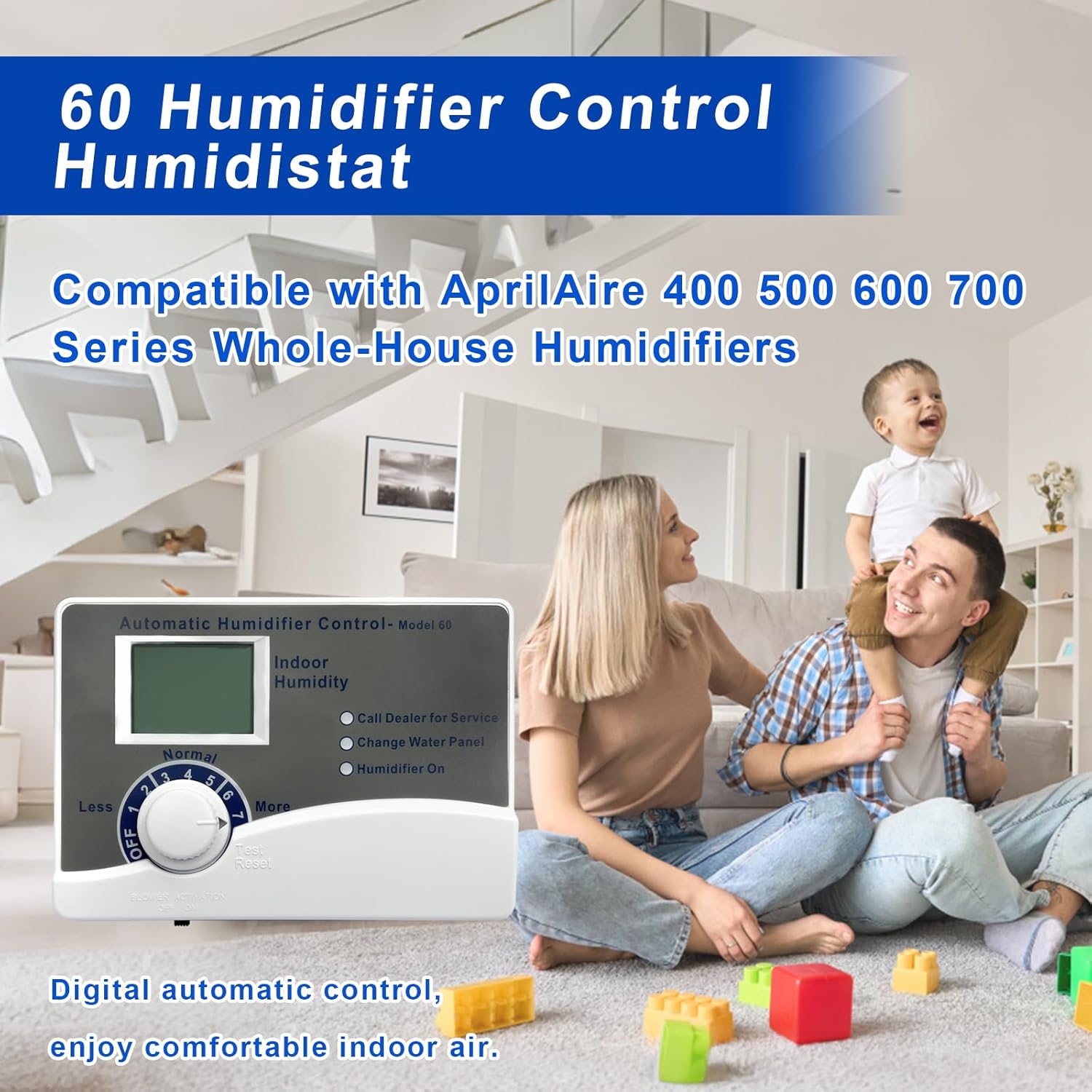 Model 60 Digital Automatic Humidifier Controll Compatible with AprilAire 400 500 600 700 Series Whole-House Humidifiers with Outdoor Temperature Sensor, 24VAC