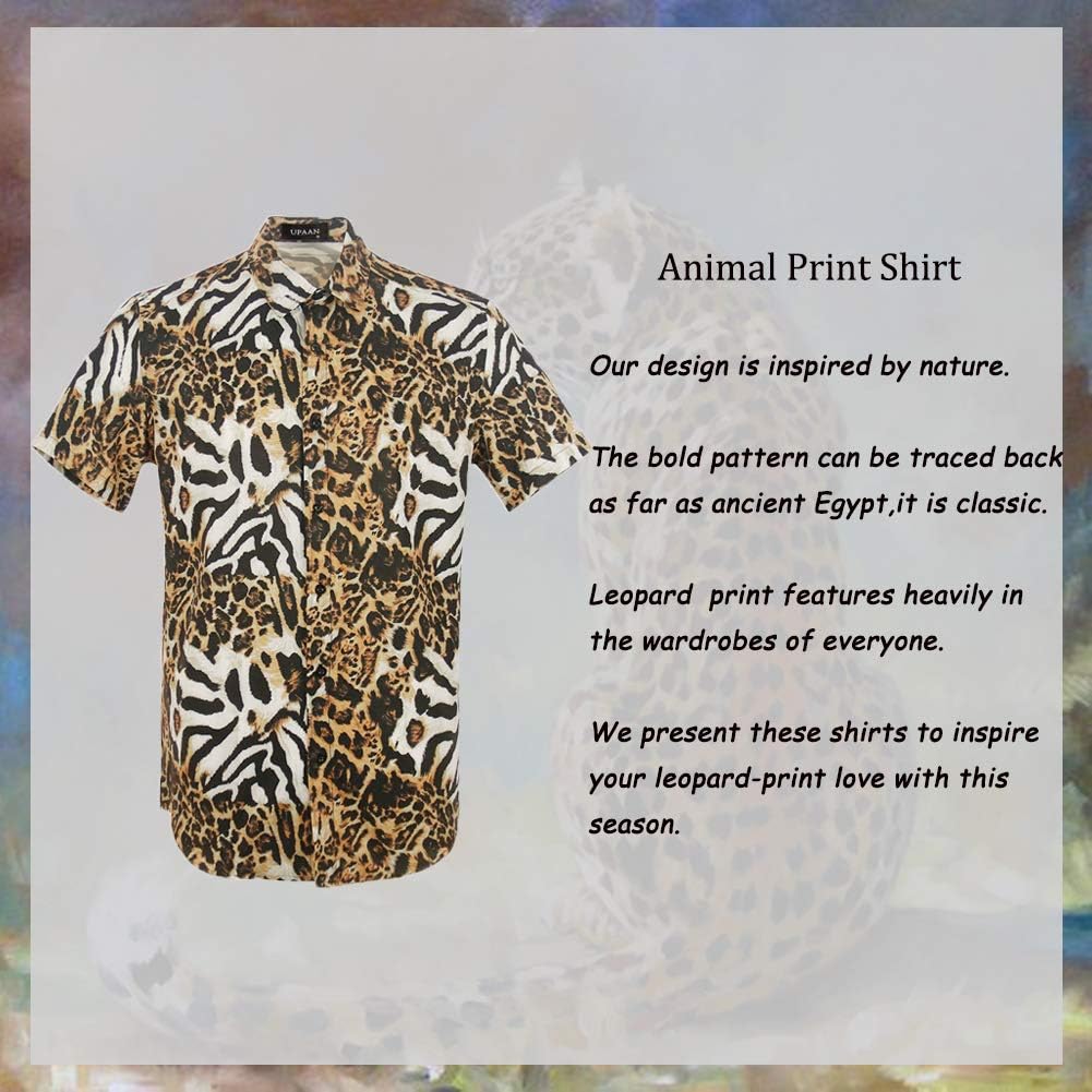 Men's Leopard Printed Disco Shirts Short Sleeve Button Down Casual Shirt - Image 6