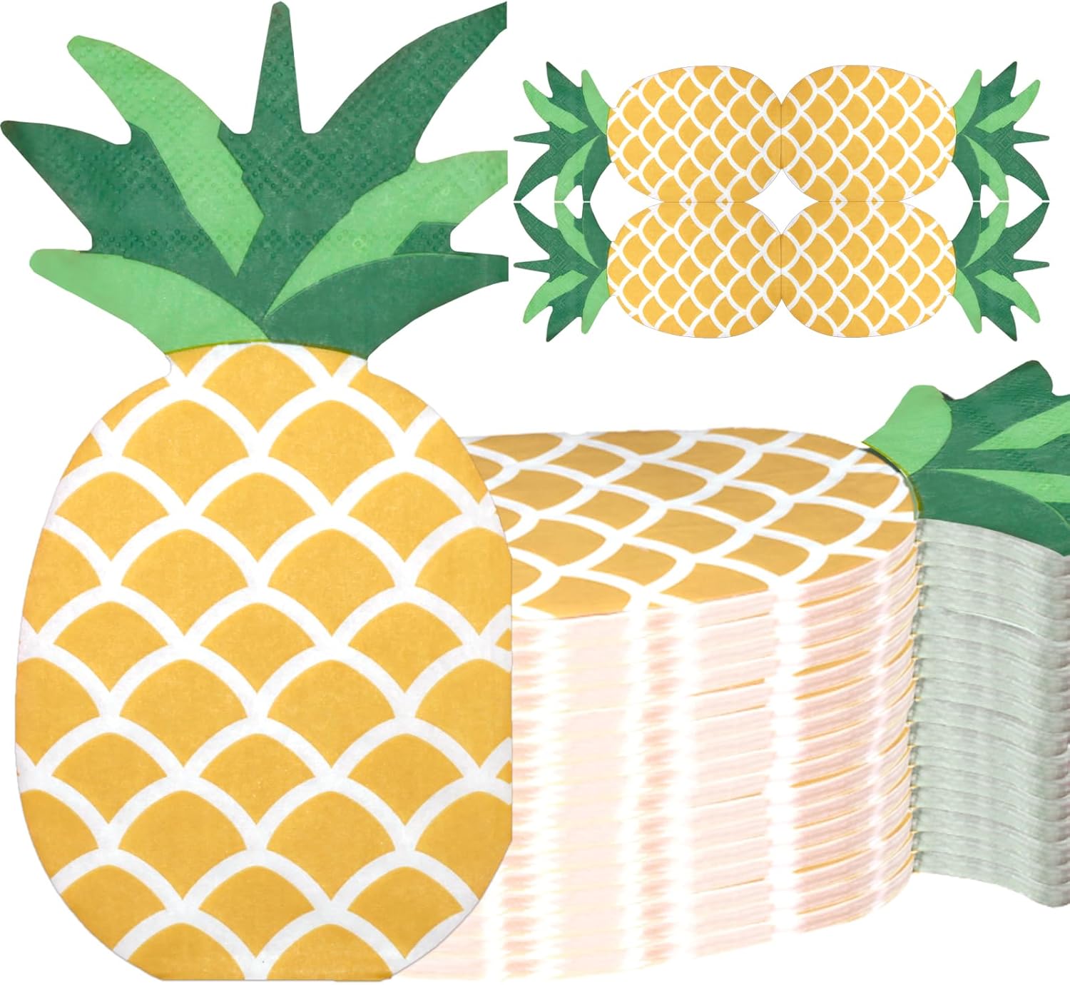 50 Pcs Pineapple Napkins 3.9 X 6.5 Inch Summer Party Napkin Disposable 2 Ply Pineapple Pattern Napkins for Summer