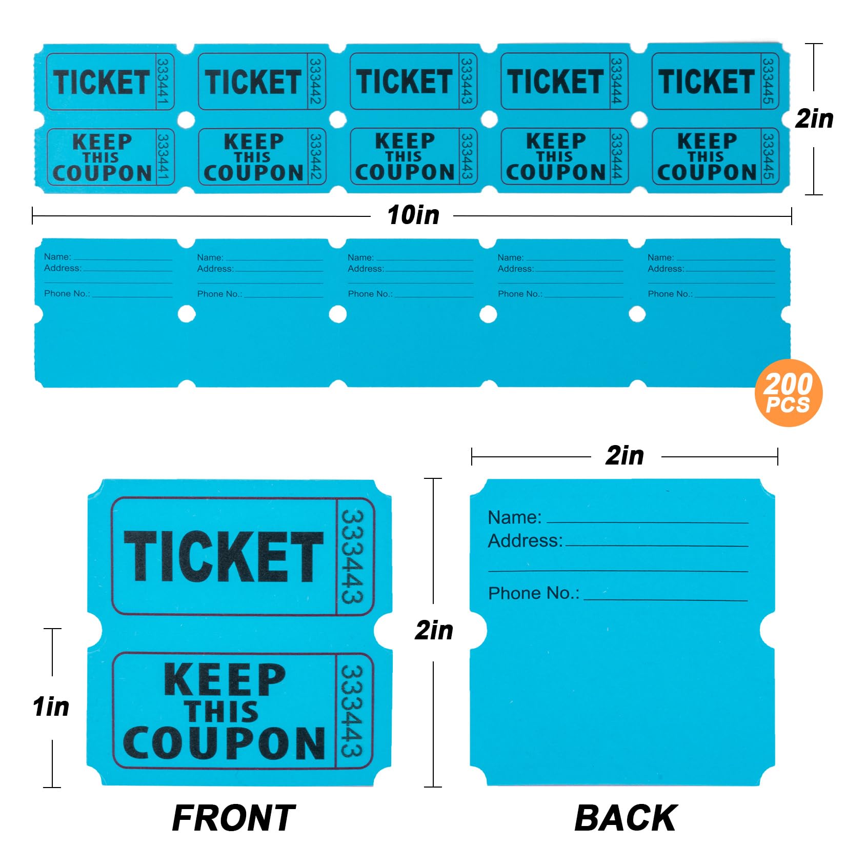 Snapklik.com : 200 PCS Double Roll Raffle Tickets - 50/50 Raffle ...