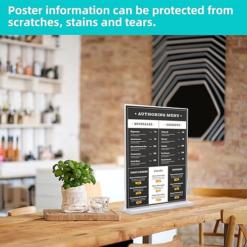 Miniatura 4 de Soporte transparente de exhibición de menú de mesa de 5 x 7 pulgadas, soporte de escritorio, soporte de papel, soporte de letrero de mesa, adecuado
