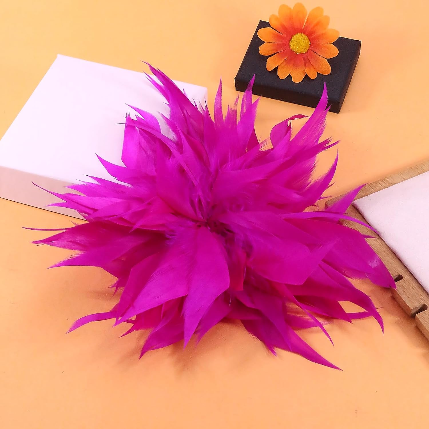 Brooches and Pins for Women Men Large Feather Flower Brooch Prom Jewelry Accessorie Oversized Floral Lapel Pins Wedding Bridesmaid Dress Costume 5.9inch