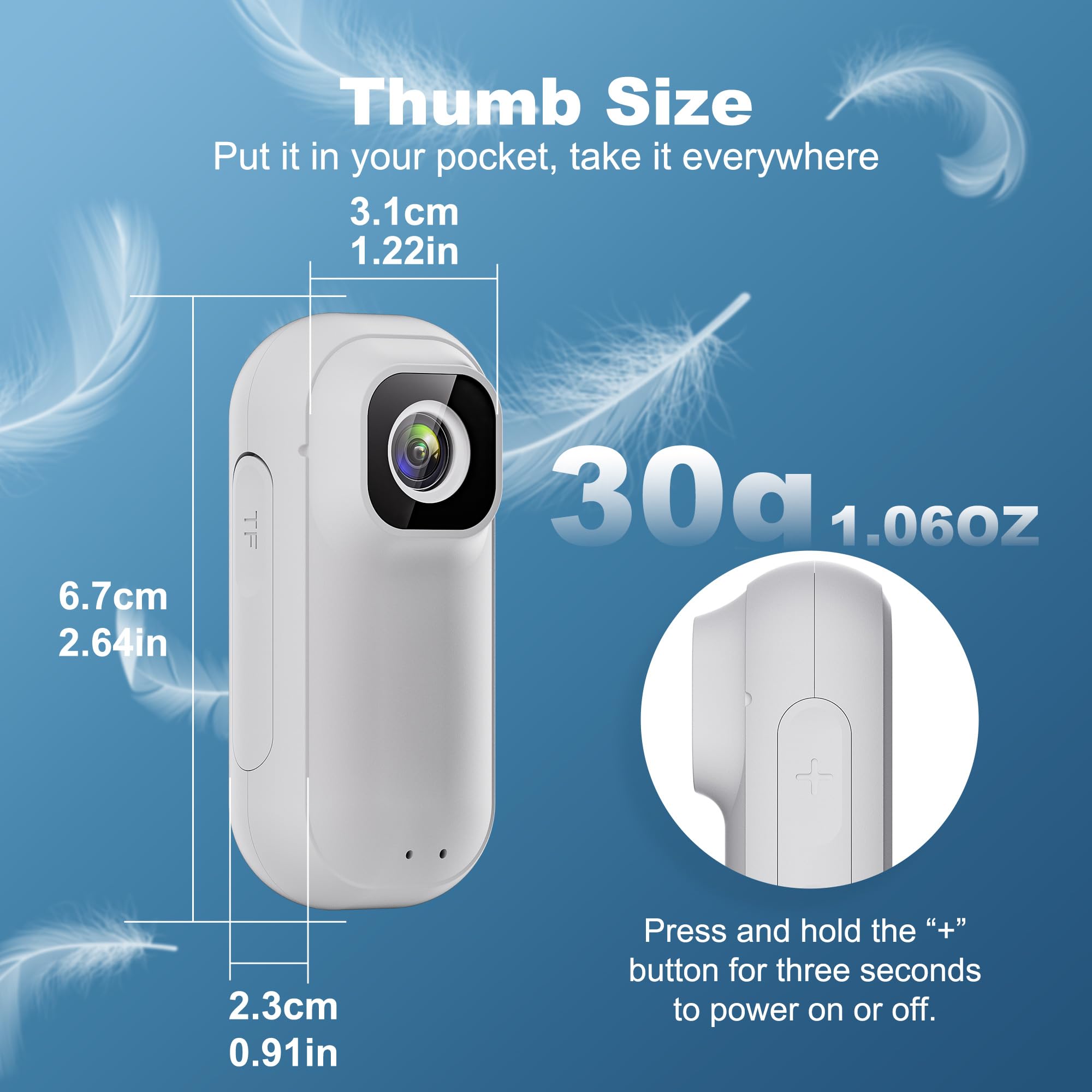 4K 128GB Wi-Fi Mini Action Camera, Body cam portatile con borsa di ricarica