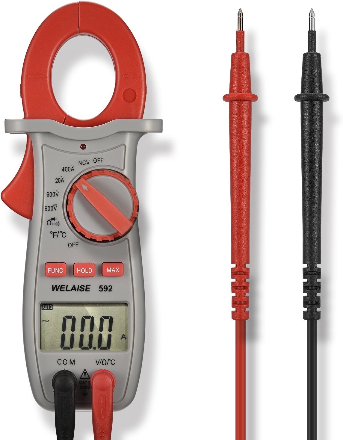 Clamp Multimeter, WELAISE Auto-Ranging Digital Clamp Meter NCV with AC/DC Voltage Resistance Test Temperature Scanners Hand Tools
