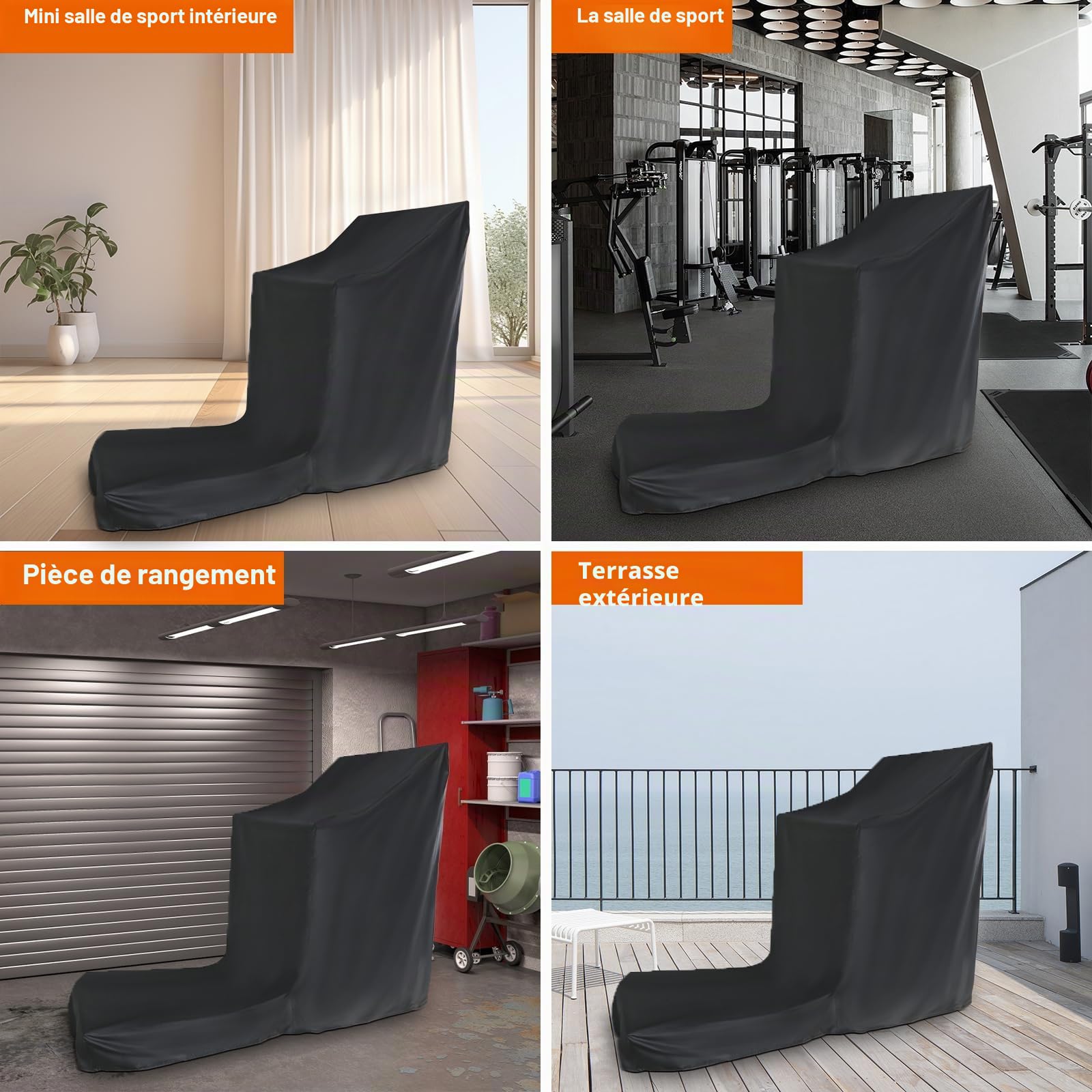 Housse de tapis de course pliable avec fermeture éclair, housse étanche à la poussière, ajustement universel, convient pour une utilisation en intérieur ou en extérieur
