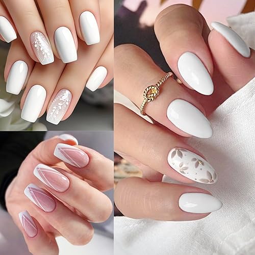 Miniatura 3 de AILLSA Esmalte de uñas de gel blanco Angel Kiss, esmalte de gel blanco para manicura francesa, esmalte de gel para boda, uñas blancas opacas, para