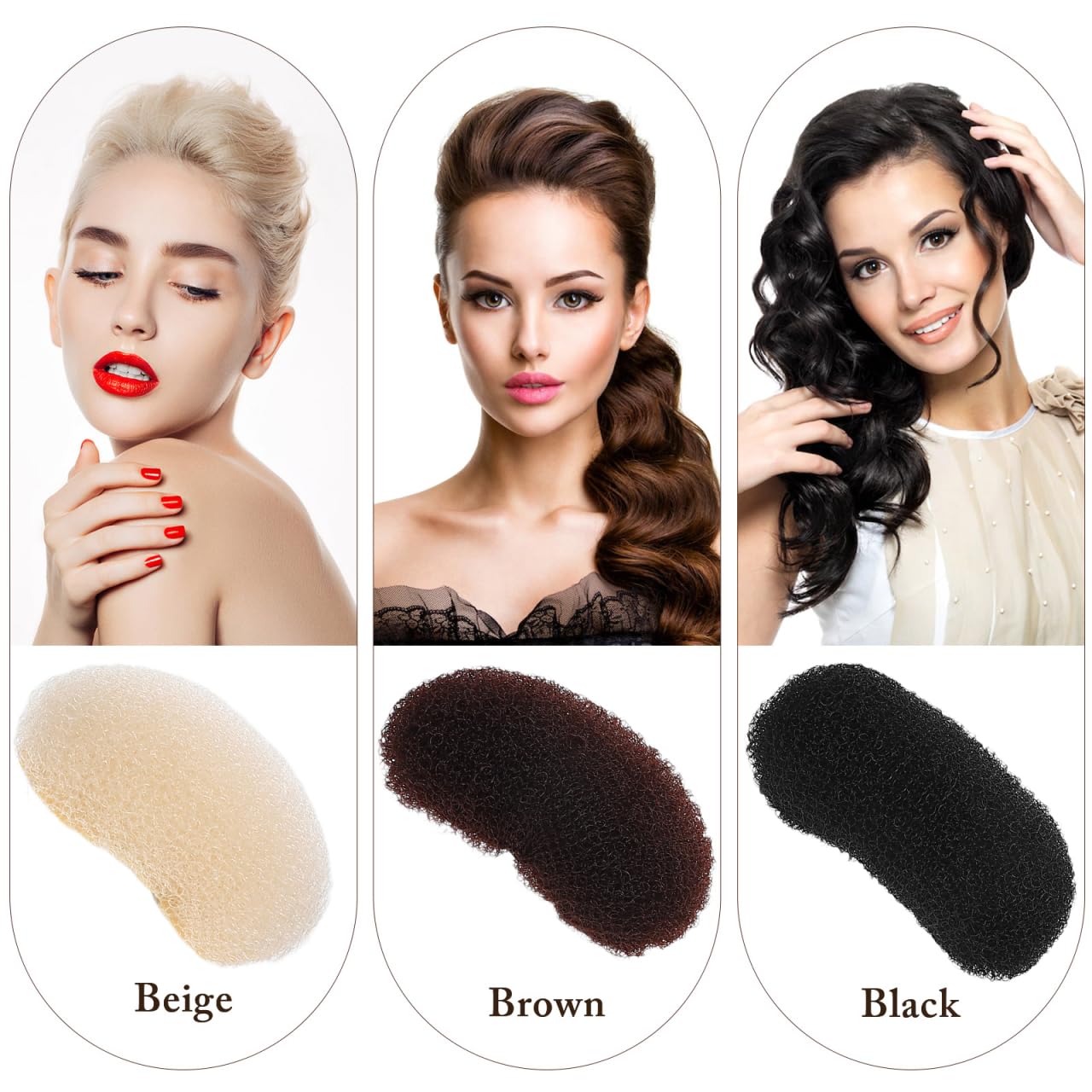 balacoo Women Hair Volume Clips 6 Pack Hair Base Bump Pads Styling Clamps for Natural Lift and Updo Boosters 3.14X1.96X1.18 Inch
