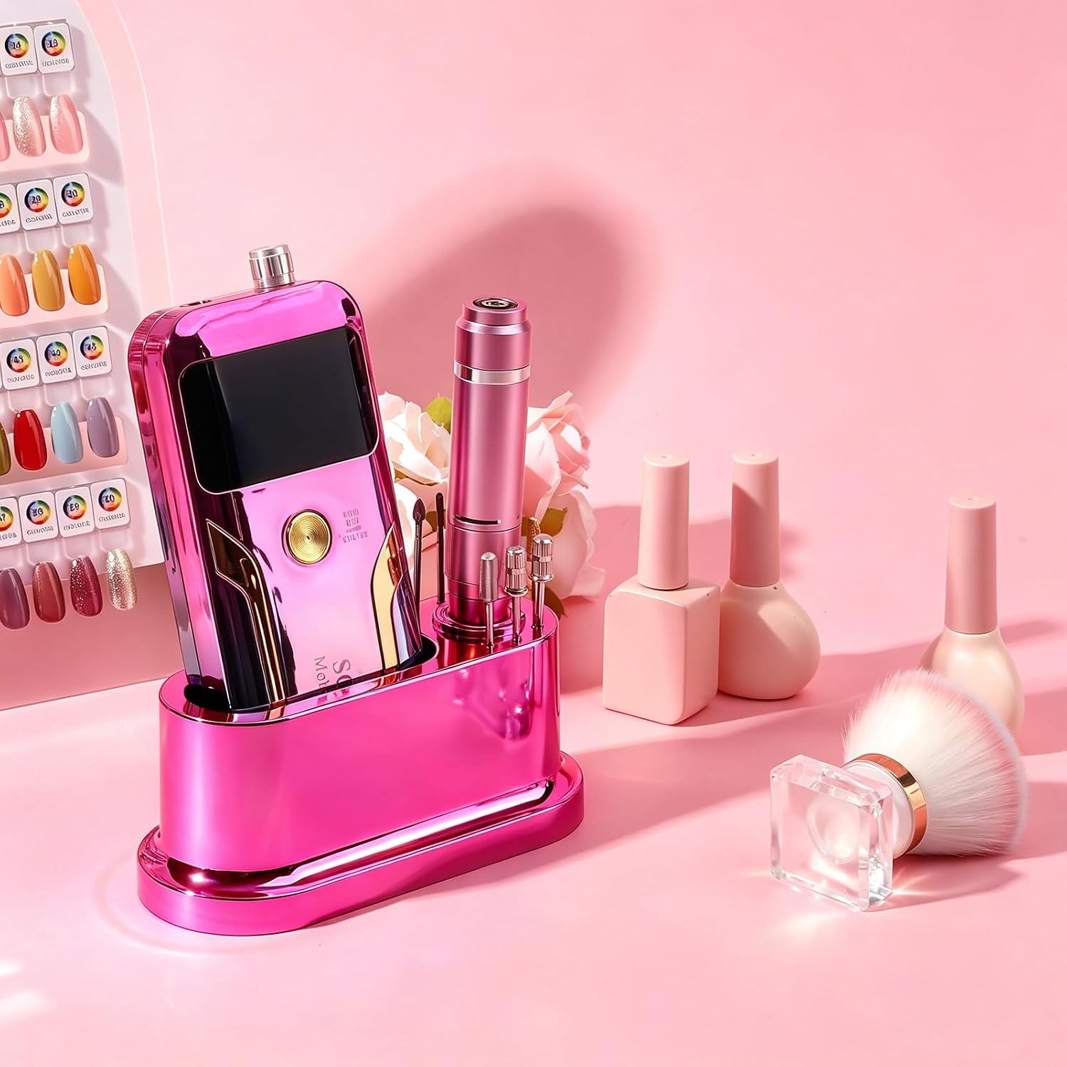 ANGNYA Nail Drill Machine Holder, 8 Holes Nail Drill Bit Holder, Nail Efile Stand and Organizer Storage Box Case(Not Including Efile & Bits)