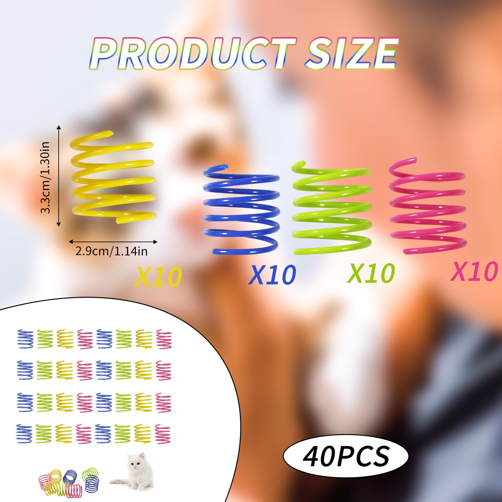 Bliceon Colorful Cat Springs, 40 Piece Interactive Cat Springs, Fun Interactive Kitten for Patting Hunting and Playing - Image 2