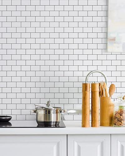 Miniatura 9 de Art3d - Azulejo Subway para pegar en la cocina (1 azulejo, color blanco, más grueso)
