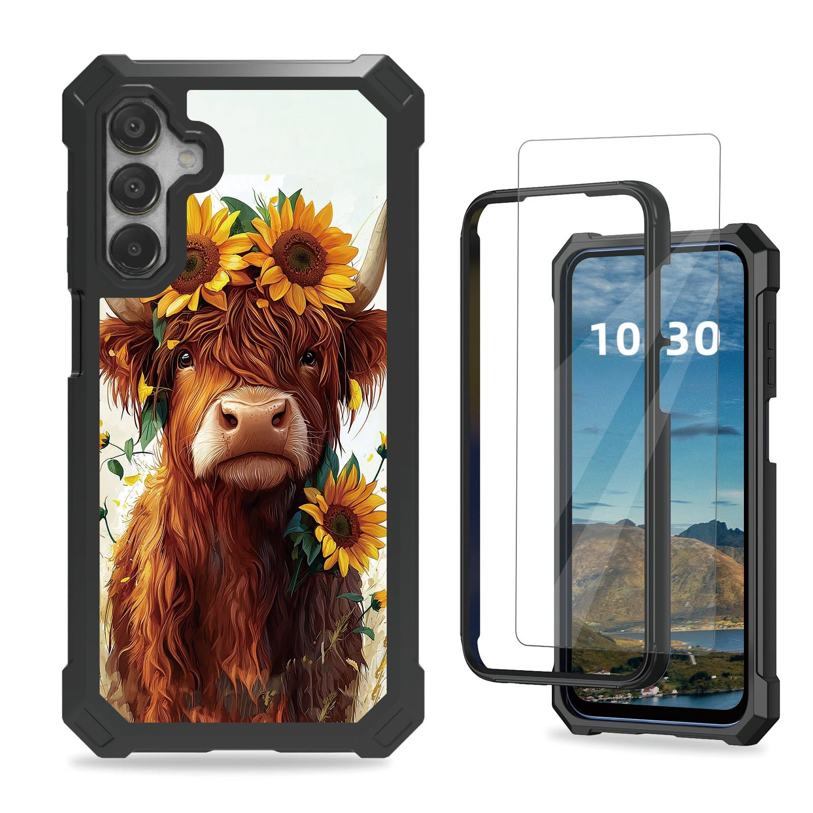 KUJKBFWJ Case for Samsung Galaxy A16, Highland Cow, [Military-Grade Protection] 4-Airbag Corners + Dual Layer Design | Shockproof Rugged Bumper, Heavy