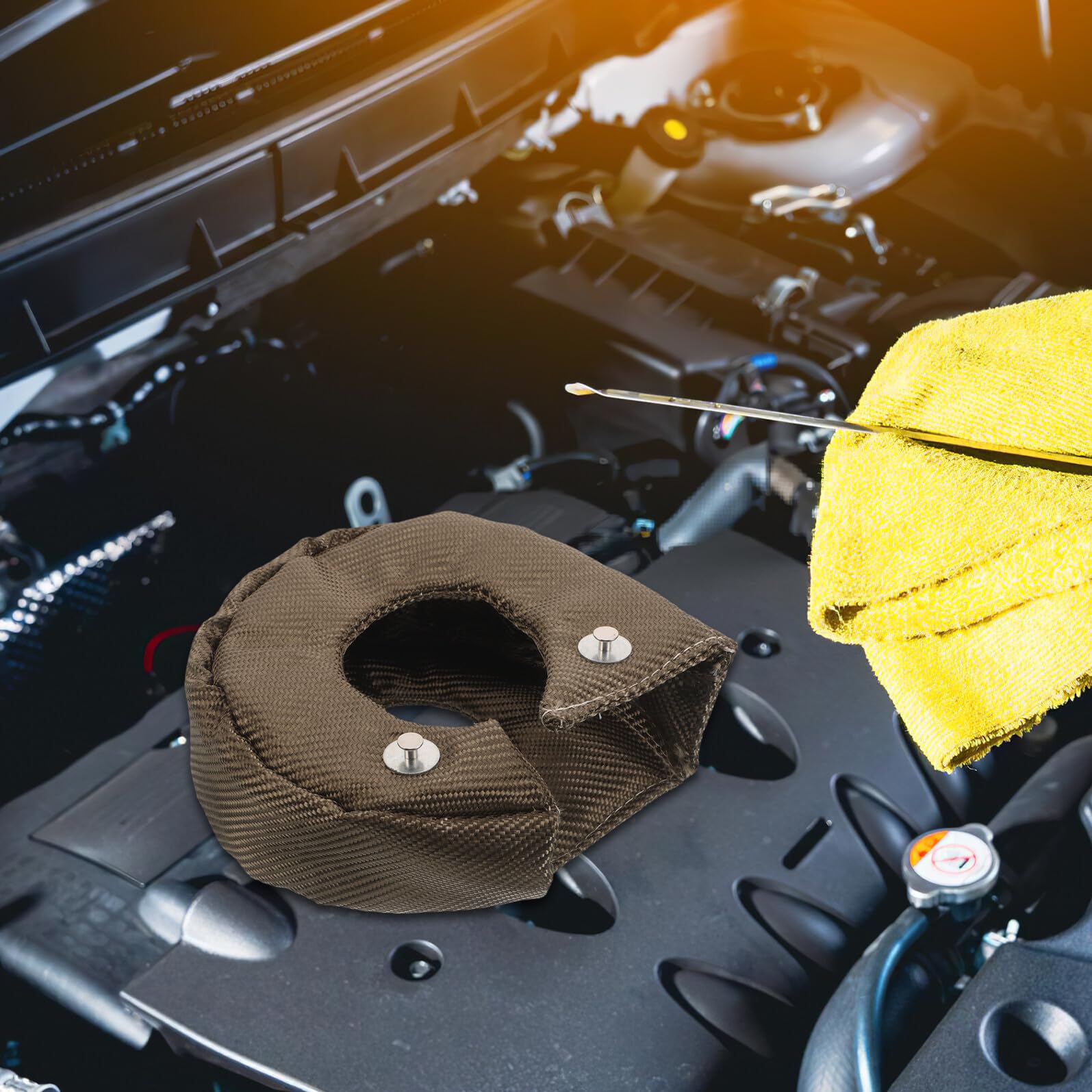ORFOFE Copertura Motore Turbo Blanket T3 Scudo Termico Resistente Alte Temperature, Protezione Turbocompressore per Motori Diesel, Riduzione Rumore e Sicurezza Motore Automobili