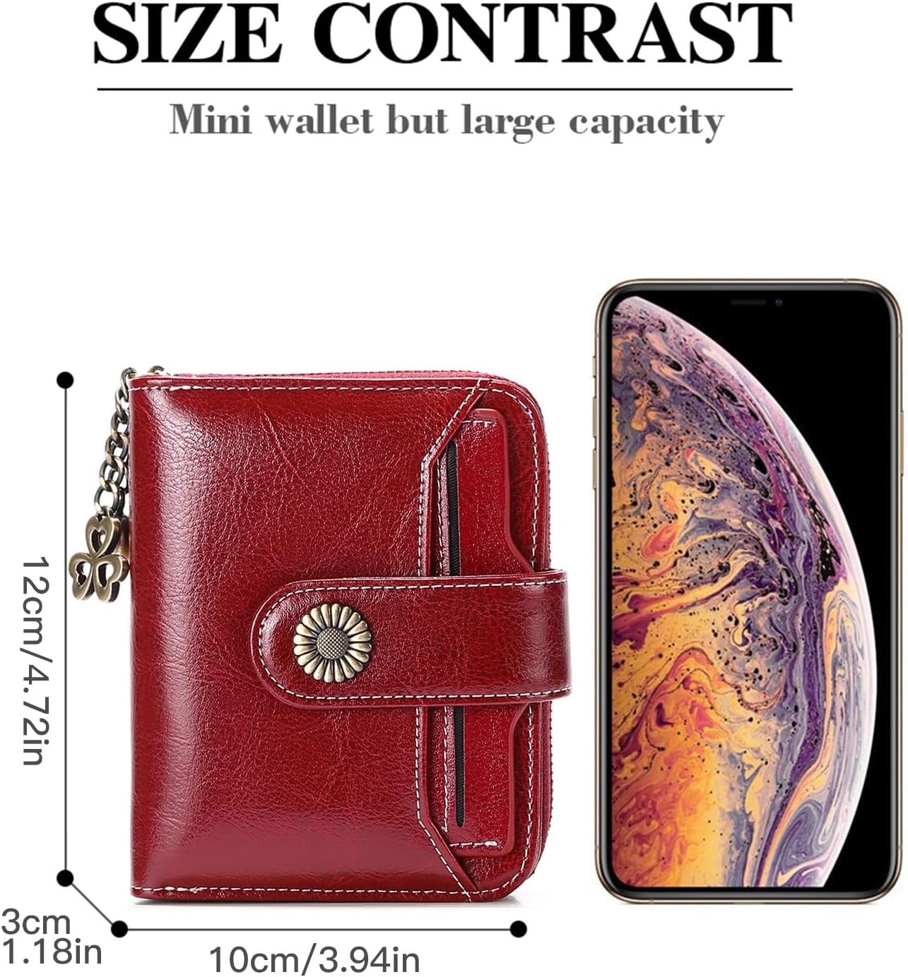 GOIACII RFID Women's Wallet Cute Small Credit Card Holder Ladies Coin Pouch Leather Wine Red - Image 6