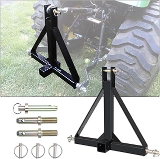 EBESTTECH 3 Point 2 Inch Receiver Trailer Hitch Heavy Duty Steel Category 1 Tractor Tow Hitch Drawbar Adapter for Kubota, BX, LM25H, WLM Tractor, NorTrac, Yanmar, Kioti, Cat 5000lbs Capacity