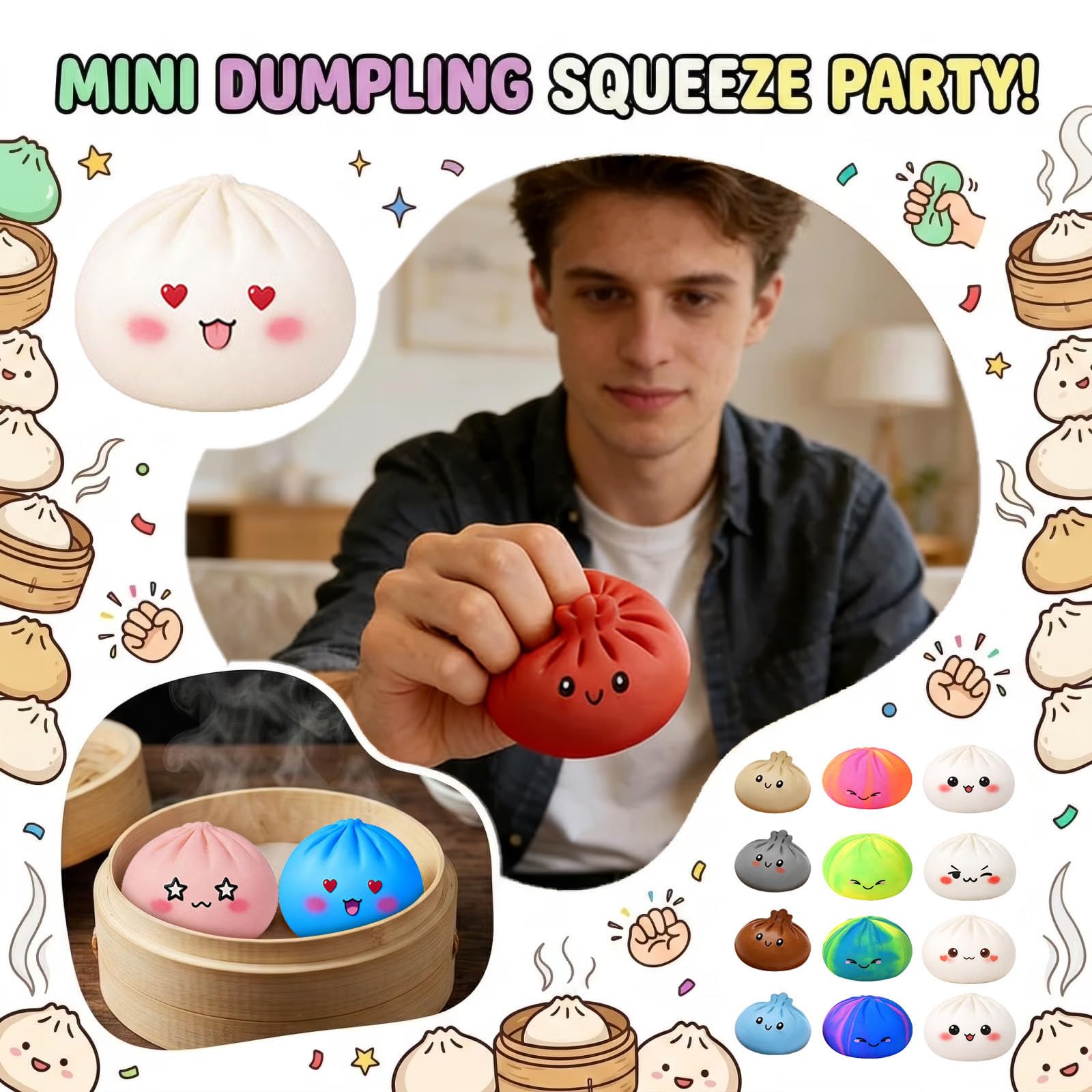 Dumpling Mystery Box Advent Calendar 2026, Anxiety Relief Bao Bun for Adults, Soft Surprise Mini Dumplings, Stress Relief Sensory Gift, Mystery Countdown Calendar for Stress-Free Moments (24 +1) - 3