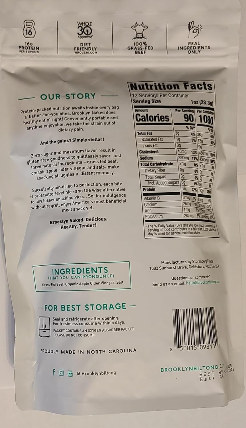 Brooklyn Naked, Tender, Air-Dried, Grass-Fed, Steak Slices - 12 oz Bag