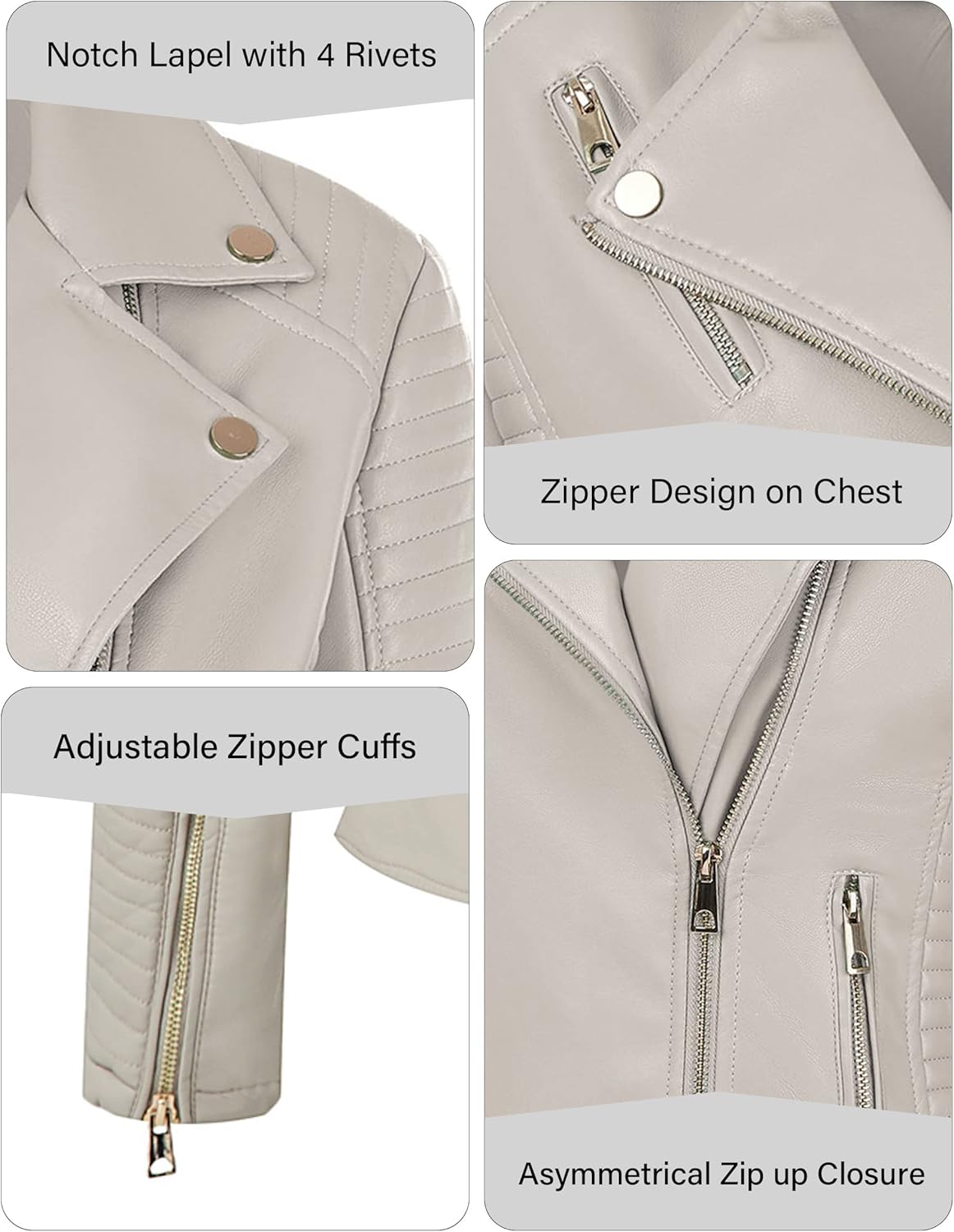 Bellivera Women's Faux Leather Casual Jacket 2025 Spring Trendy Motorcycle Outfits Lightweight Classic Coat - Image 3