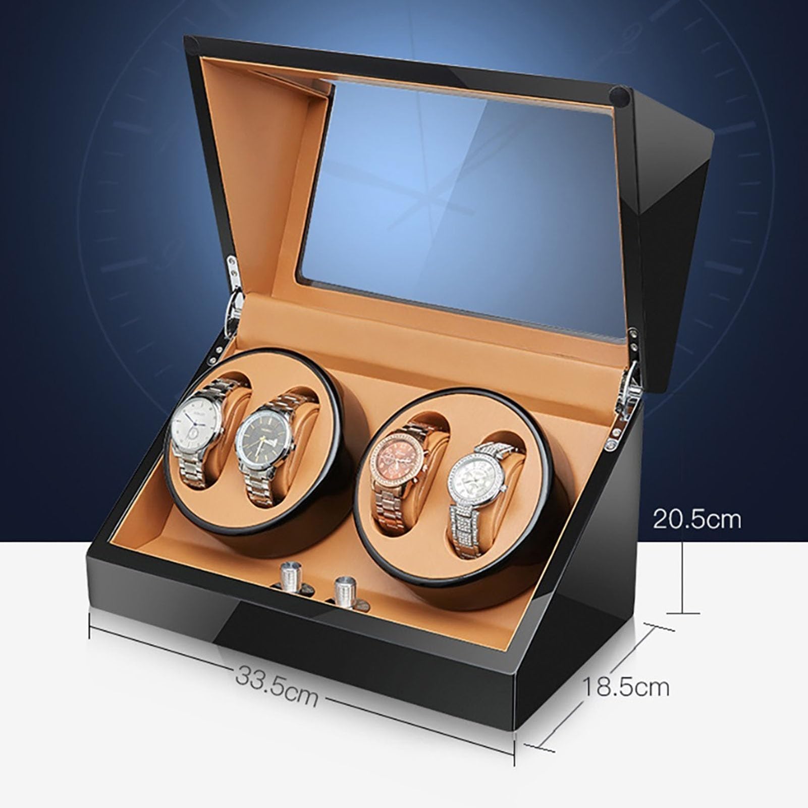 Caricatore Automatico per Orologi 4+0, Custodia per Orologi con Esterno in Pelle, Cuscinetti per Orologi Morbidi e Flessibili, Motore Giapponese Silenzioso per Orologi da，C