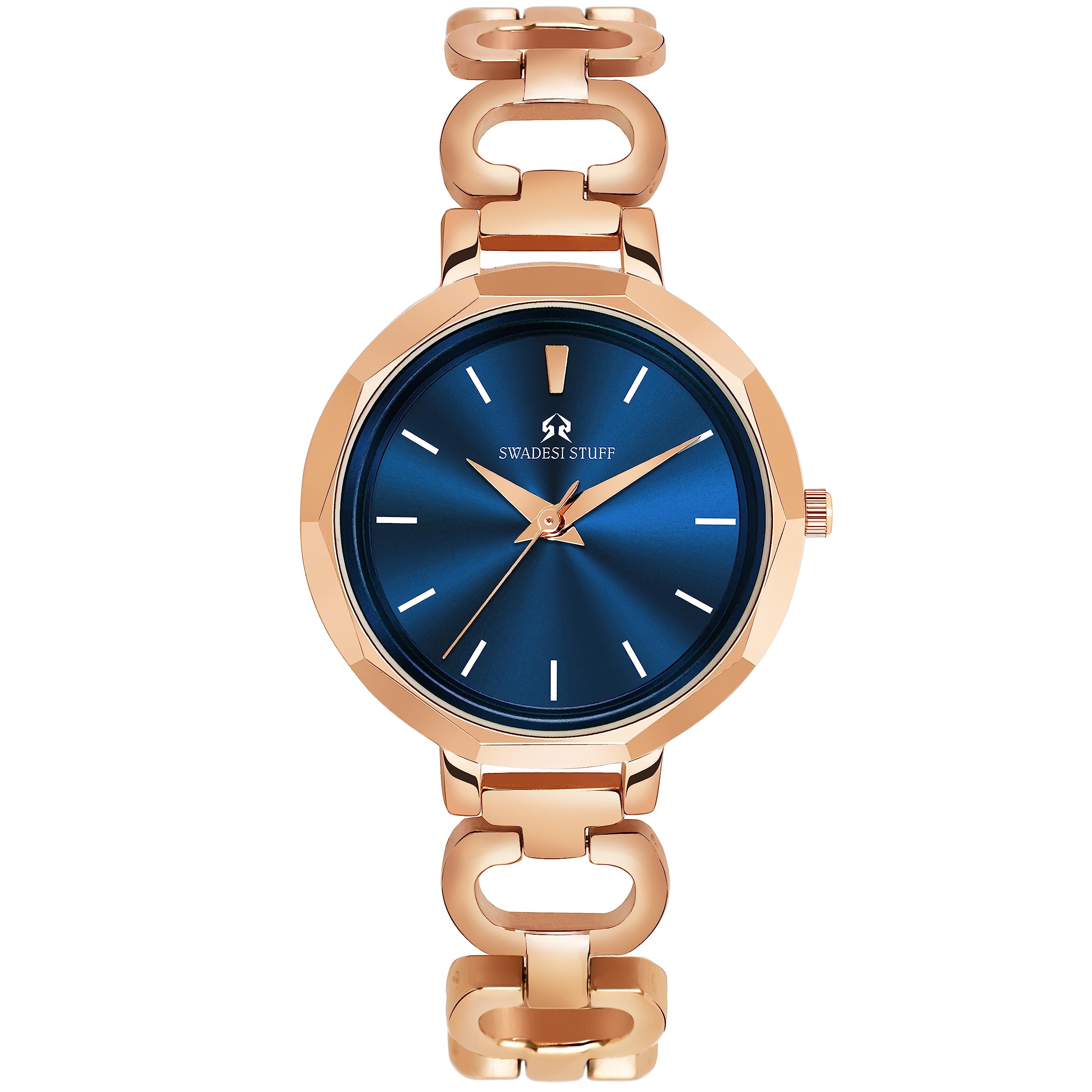 SWADESI STUFF Antique Harmony II Blue Dial Premium & Luxurious Stainless Steel Rose Gold Strap Analog Watch for Women (B0C785YM6B) Amazon Price History, Amazon Price Tracker