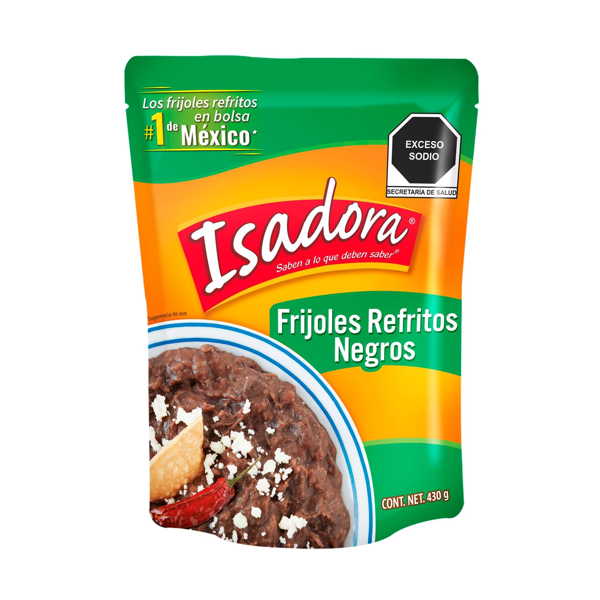 Frijoles Refritos Negros Isadora 430g Bolsa Hechos en México Sin conservantes Ingredientes naturales Listo para comer