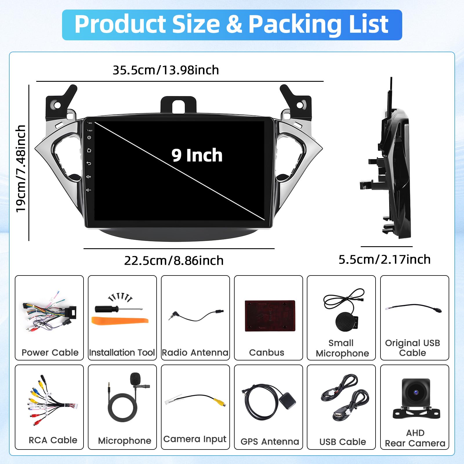 4+64G 9''Autoradio per Opel Corsa/2015-2019/Opel Adam 2013-2016 | Stereo per CarPlay/Android Auto Wireless, Schermo 9" Touchscreen Bluetooth 5.0/GPS, Retrocamera, FM, WiFi, Comandi Al Volante
