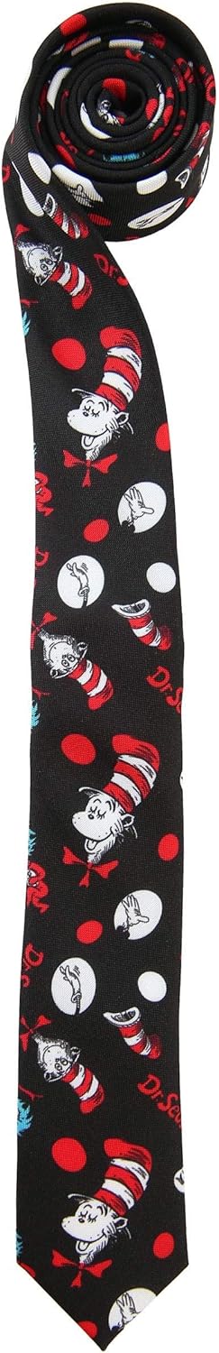 The Cat in the Hat Costume Pattern Necktie For Adults (Cat in the Hat (Black))