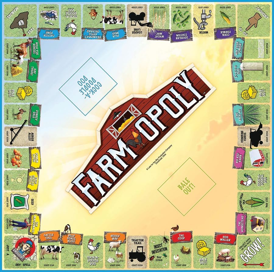 Farm-Opoly Board Game – A Down-on-The-Farm Property Trading Game! – for 2 to 6 Players Ages 8 and up miniatura 3