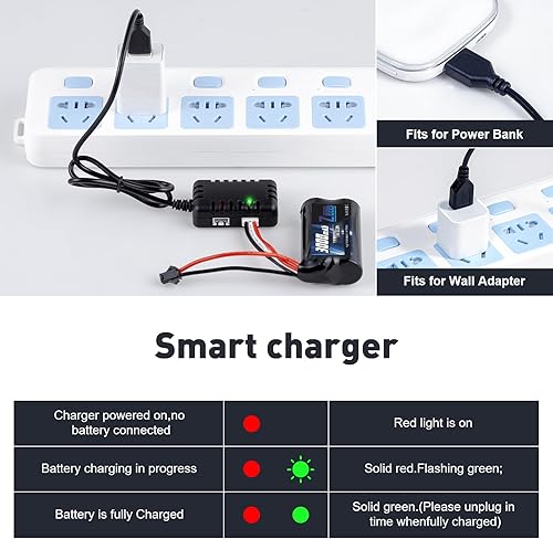 Miniatura 4 de Zeee 2S - Batería de iones de litio de 3000 mAh, 7.4 V, conector SM 2P, batería recargable RC con cargador de batería de 7.4 V, compatible con WPL