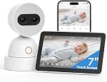 Simsky Diviser l'écran Baby Monitor avec 2 Caméras, Caméras doubles avec 6X Zoom, 7" UHD écran tactile Audio Baby Monitor, App Remote Access, 5200mAh Batterie, stockage local, transmission sécurisée