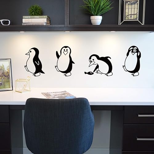 Miniatura 2 de Calcomanías de pared de animales extraíbles de pingüinos, vinilo fácil de despegar y pegar para dormitorios de niños y guarderías, 227.1 pulgadas