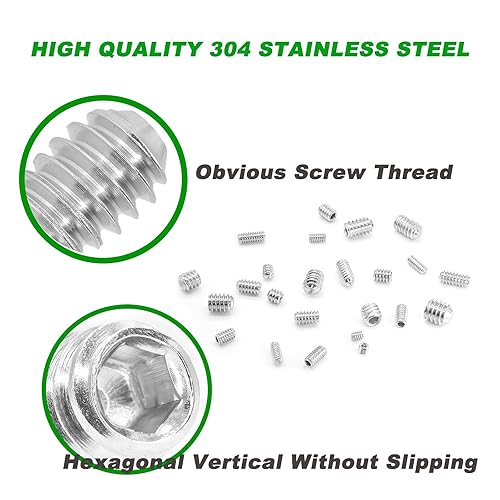 Miniatura 3 de 315 piezas de 16 tamaños, 18-40 a 516-18 Juego de tornillos hexagonales de acero inoxidable 304 de acero inoxidable interno hexagonal de punta de