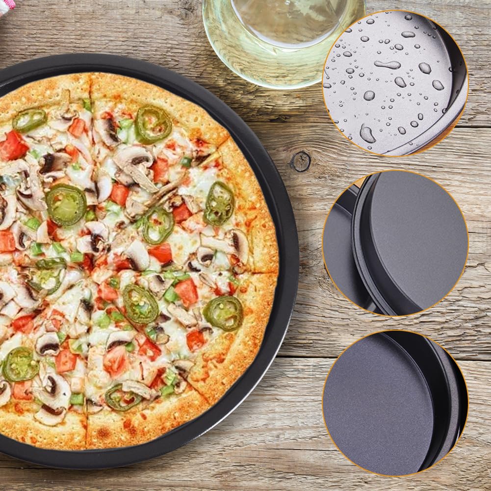 Plaque à pizza ronde antiadhésive en acier au carbone pour