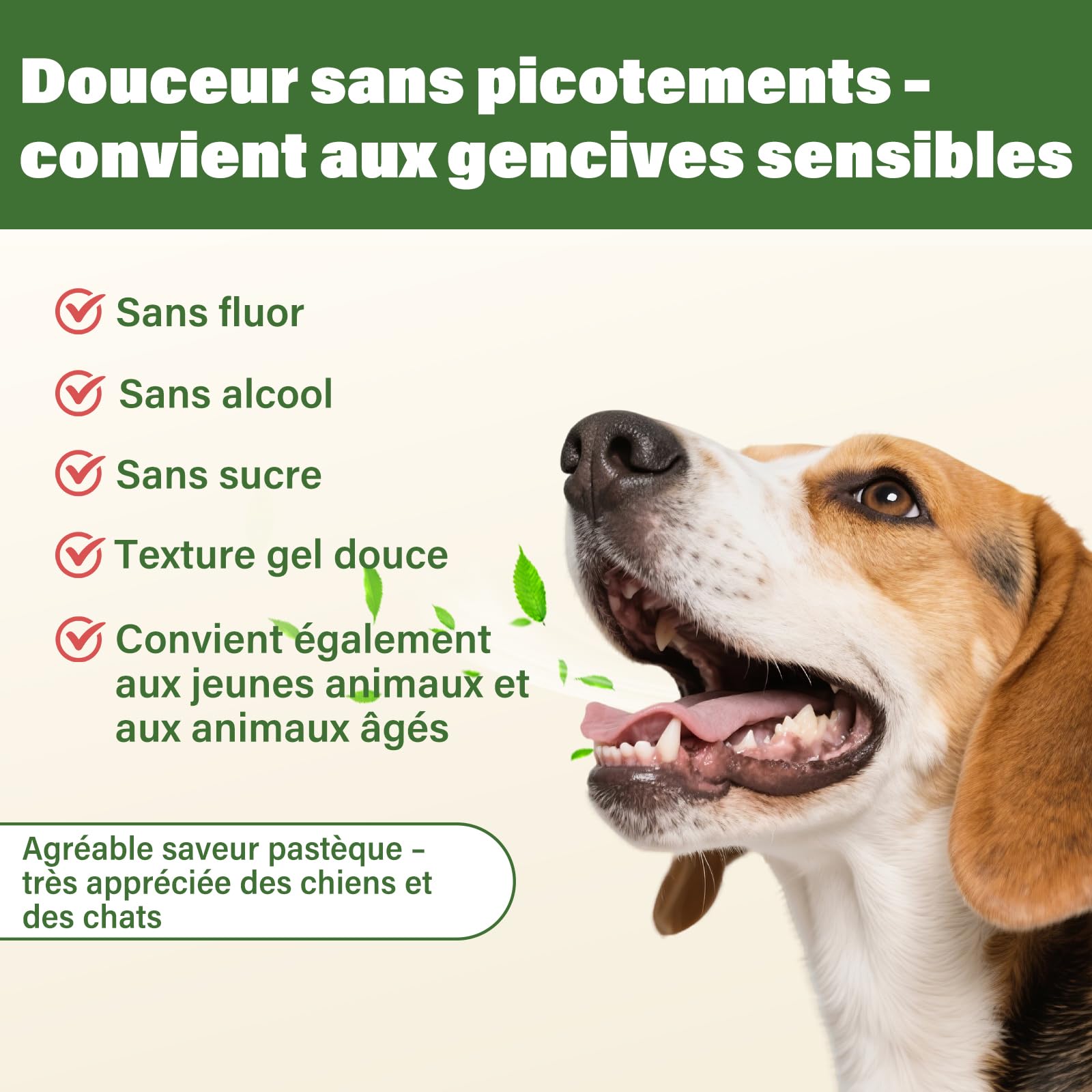 UNEK Dentifrice pour chiens et chats, saveur pastèque, pour des dents et des gencives saines, combat la mauvaise haleine, avec 2 brosses à dents