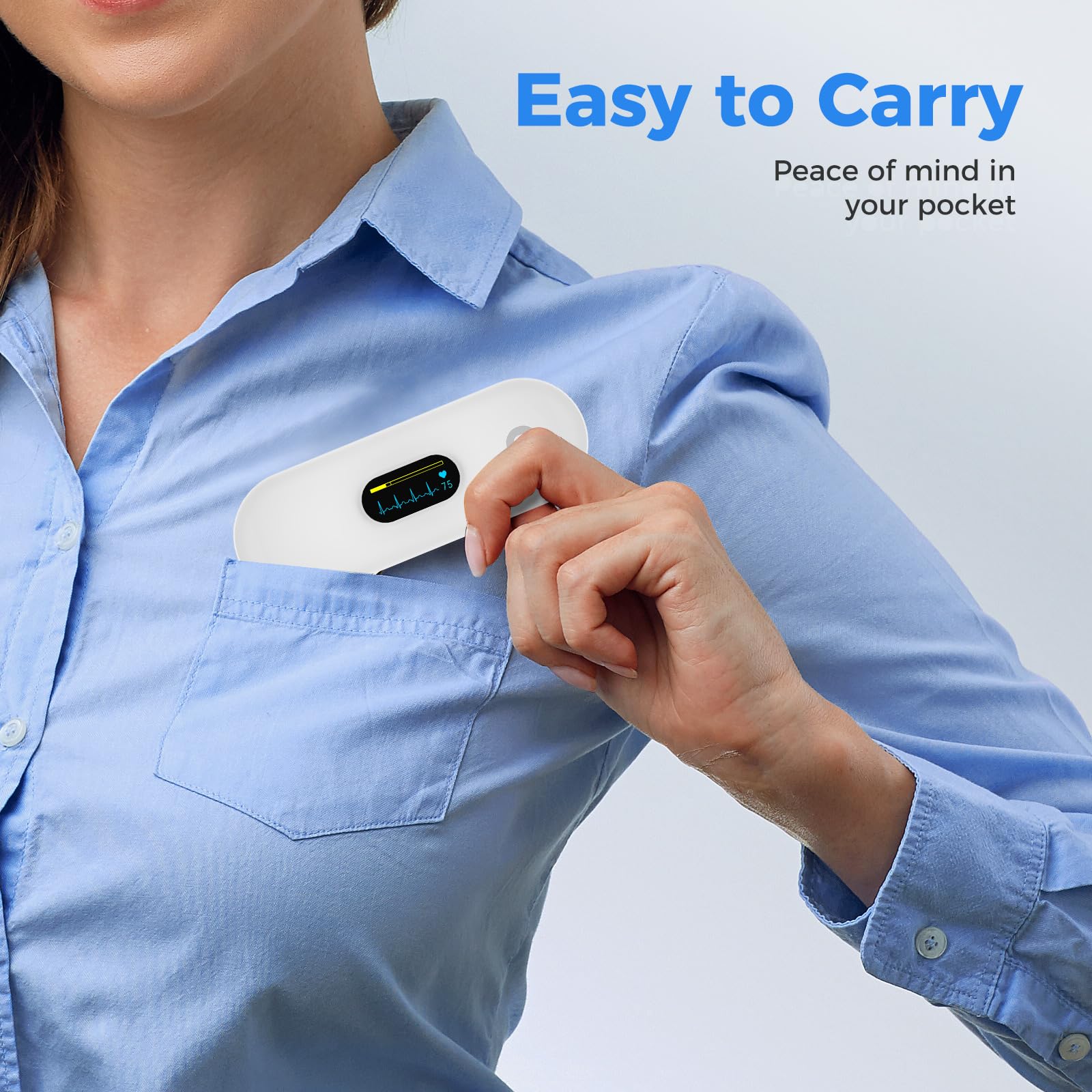 Cardiofrequenzimetro portatile, wireless per uso domestico, cardiofrequenzimetro, dispositivi di monitoraggio cardiaco, app per smartphone compatibile con iOS/Android