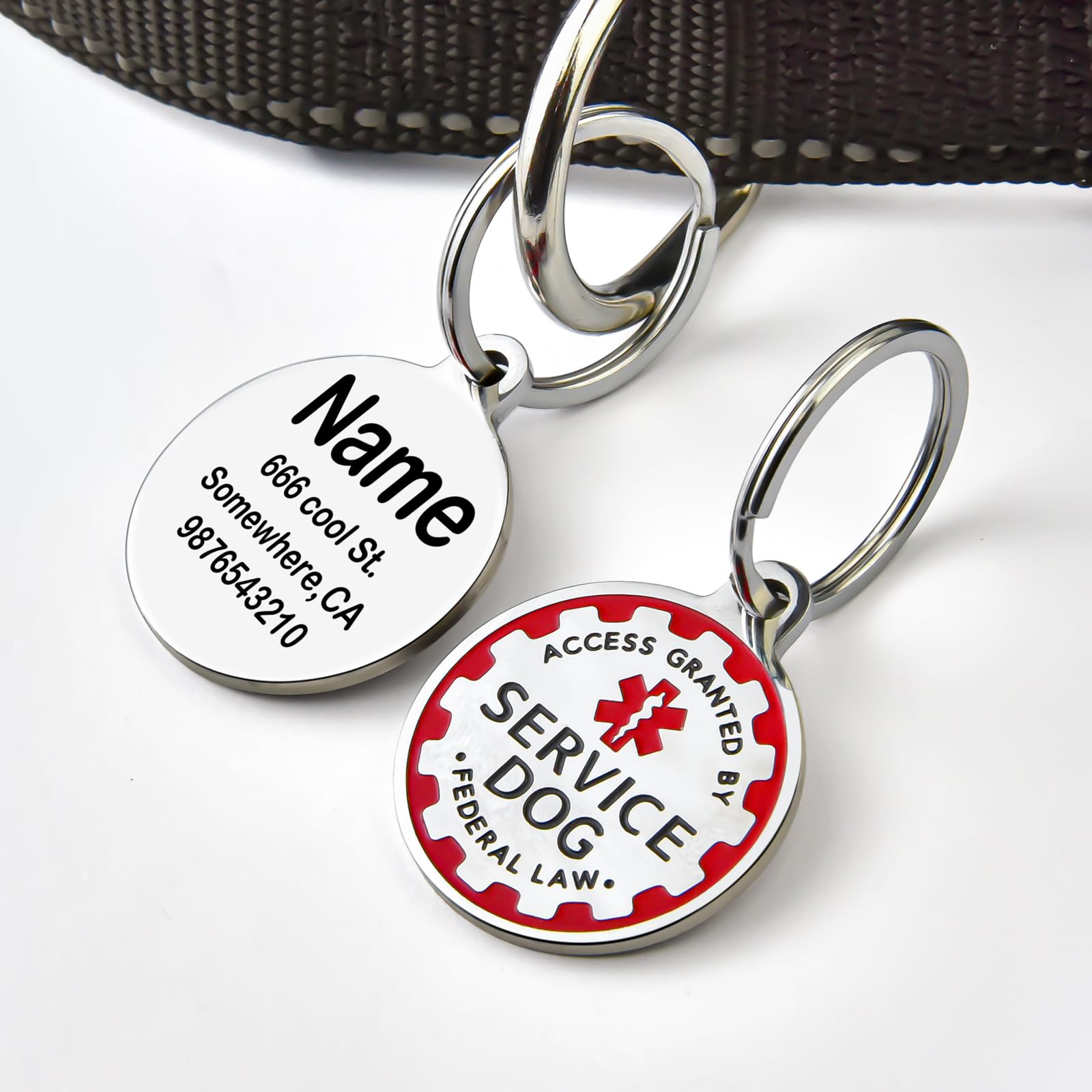 HOPELF Engraved Personalized Service Dog Tag - Custom Service ID Tags for Dogs - Essential Name Badge for Collars, Vests, Harnesses - for Most Breeds, Small to Large