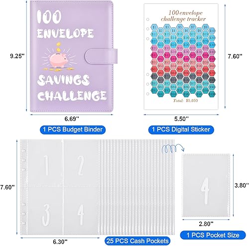 Miniatura 2 de 100 Envelopes Money Saving Challenge, Money Saving Binder, Savings Challenges Book With Envelopes, Cash Envelope Budget Binder Savings Book, 100 Day