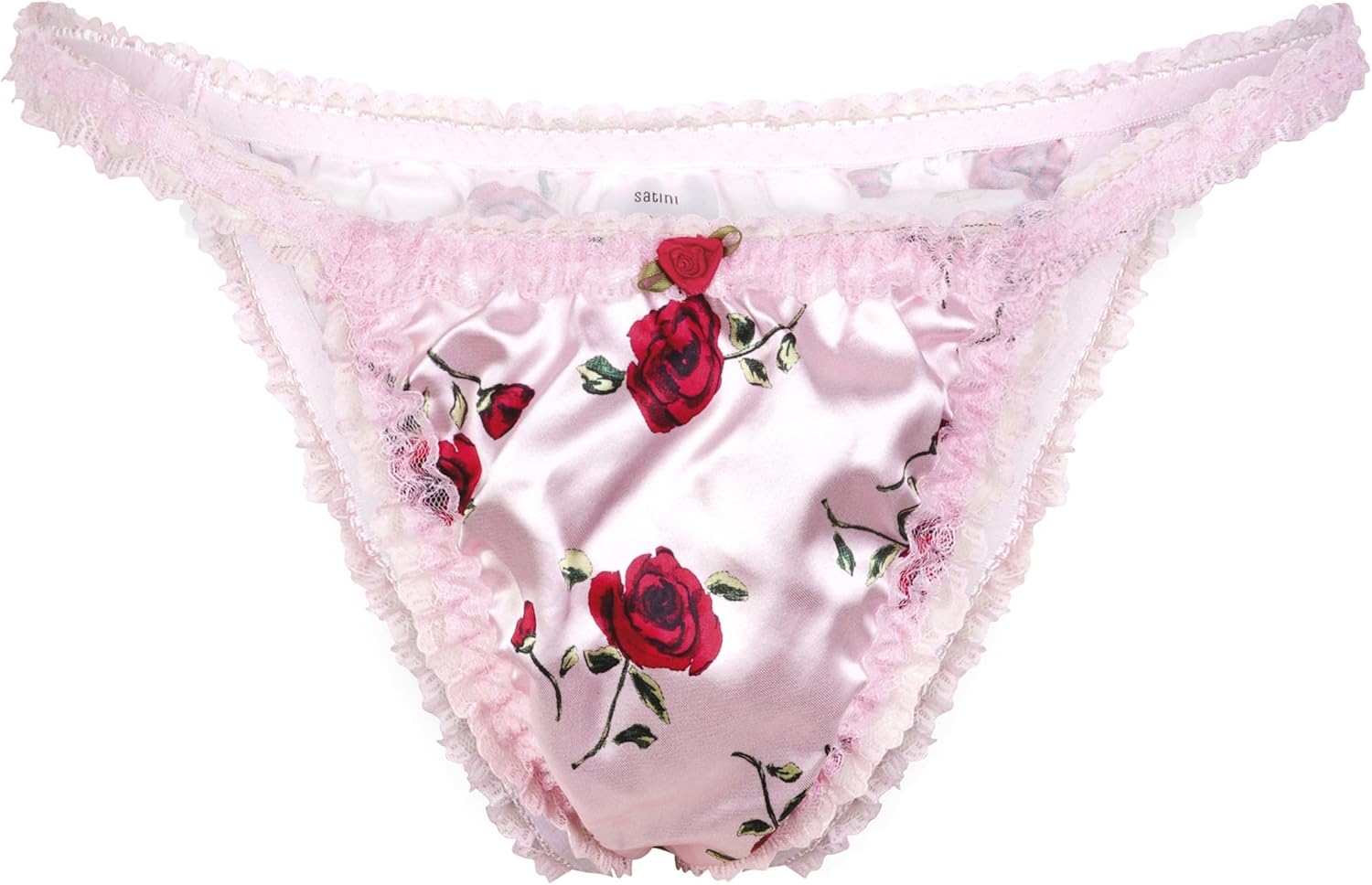 Satini Women's Tanga Bikini Briefs Satin Frilly Lace Panties - Image 6