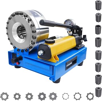 Hydraulic Hose Crimper Tool, Manual Hydraulic Crimping Machine with 8 Dies for Hose Fittings, Portable Handheld Hose Crimper Kit for 0.391.22 Inch Pipes, Hydraulic Hose Repair Tool Silver