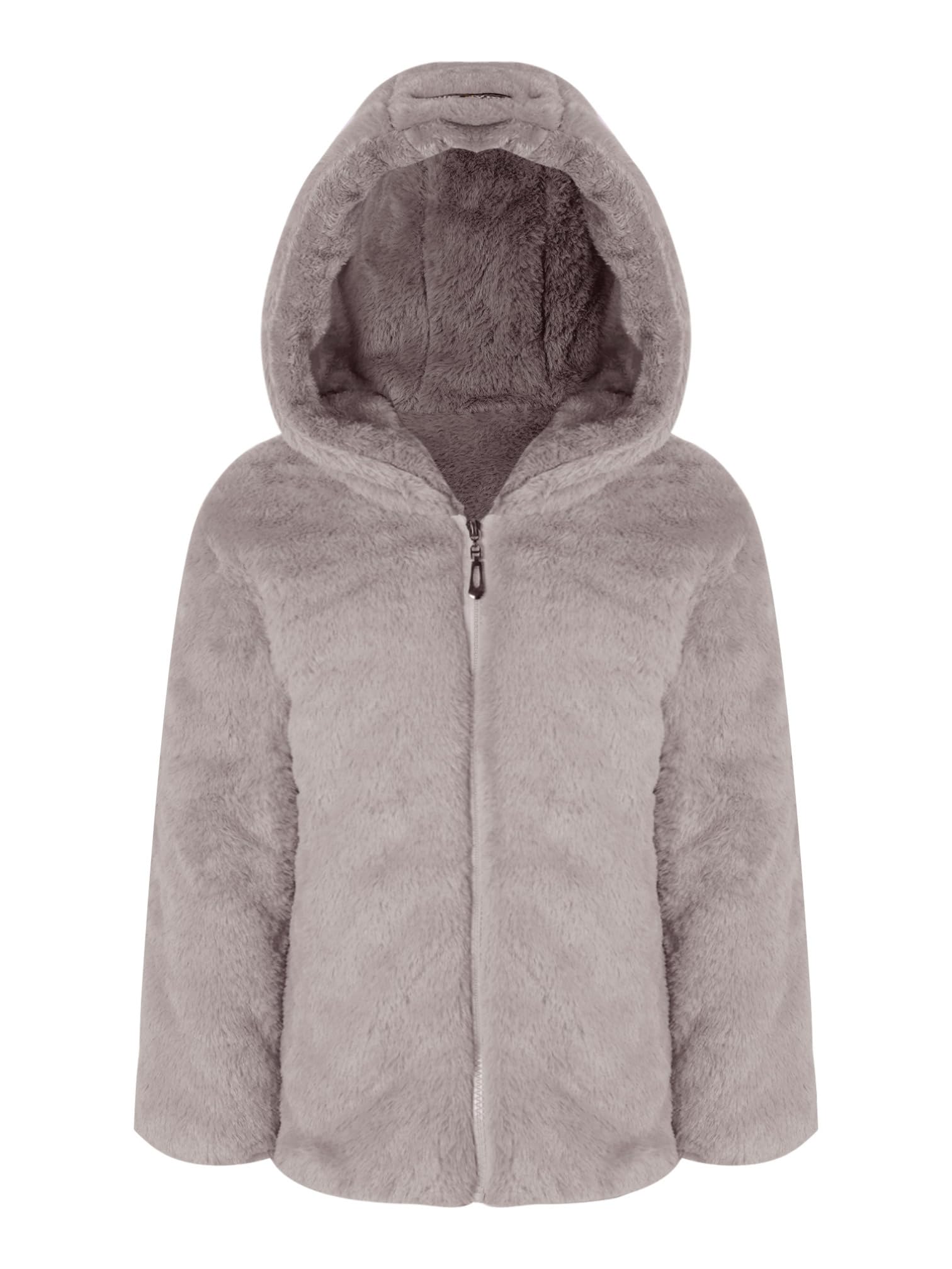 Cappotto Invernale Per Bambina Con Cappuccio In Faux Pelo - Stampa Gufo, Caldo E Comodo, Chiusura A Cerniera