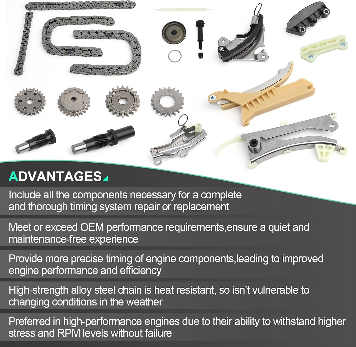 Timing Chain Kit For 1997-2010 For Ford Explorer,2007-2010 For Ford Explorer Sport Trac,2005-2010 For Ford Mustang,2001-2010 For Ford Ranger,1998-2010 For Mercury Mountaineer,2001-2009 For Mazda B4000