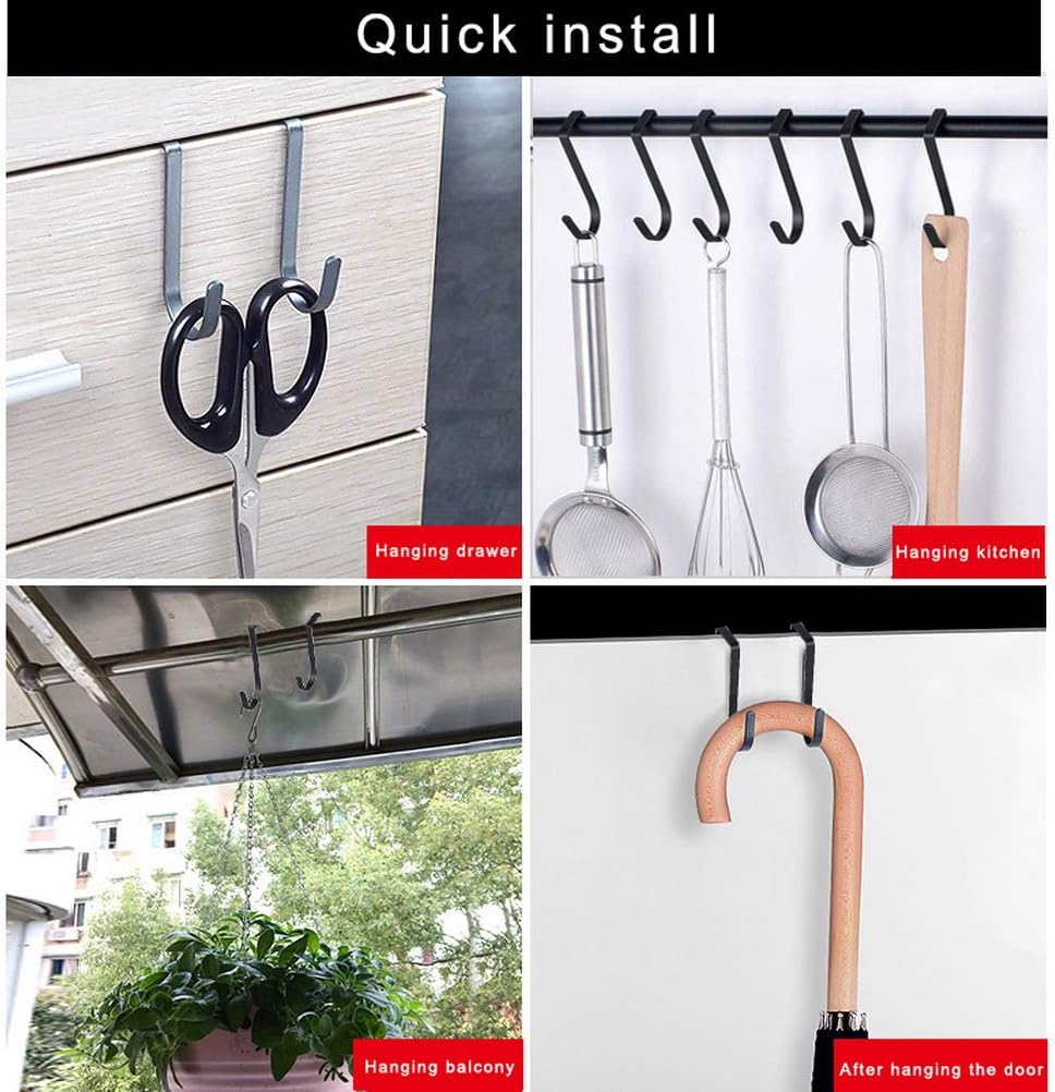 5 Pieces Over Cabinet Hook, Metal Over Door Hooks Double S Shaped Hooks Shower Door Hooks for Kitchen, Bathroom, Cabinet, Closet, Drawer