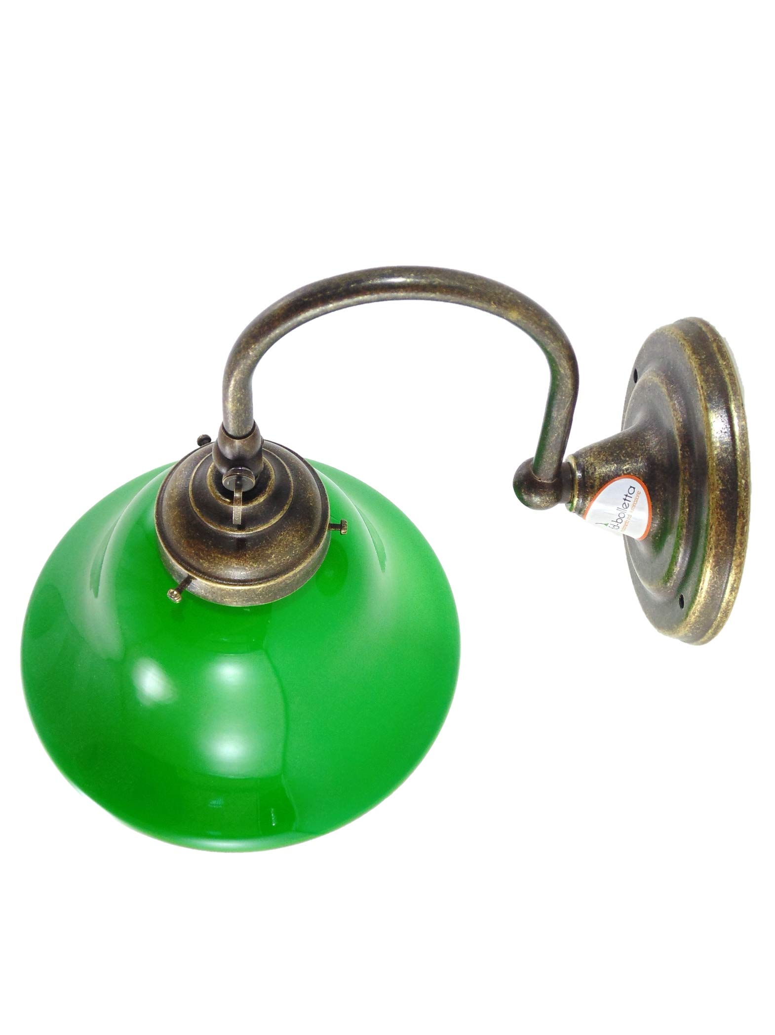 fd-bolletta arredamento e illuminazione applique da parete interni, lampada cucina,applique ottone, paralume ceramica ac4 Misure: Sporgenza 23cm, paralume 13,5cm, base 12cm