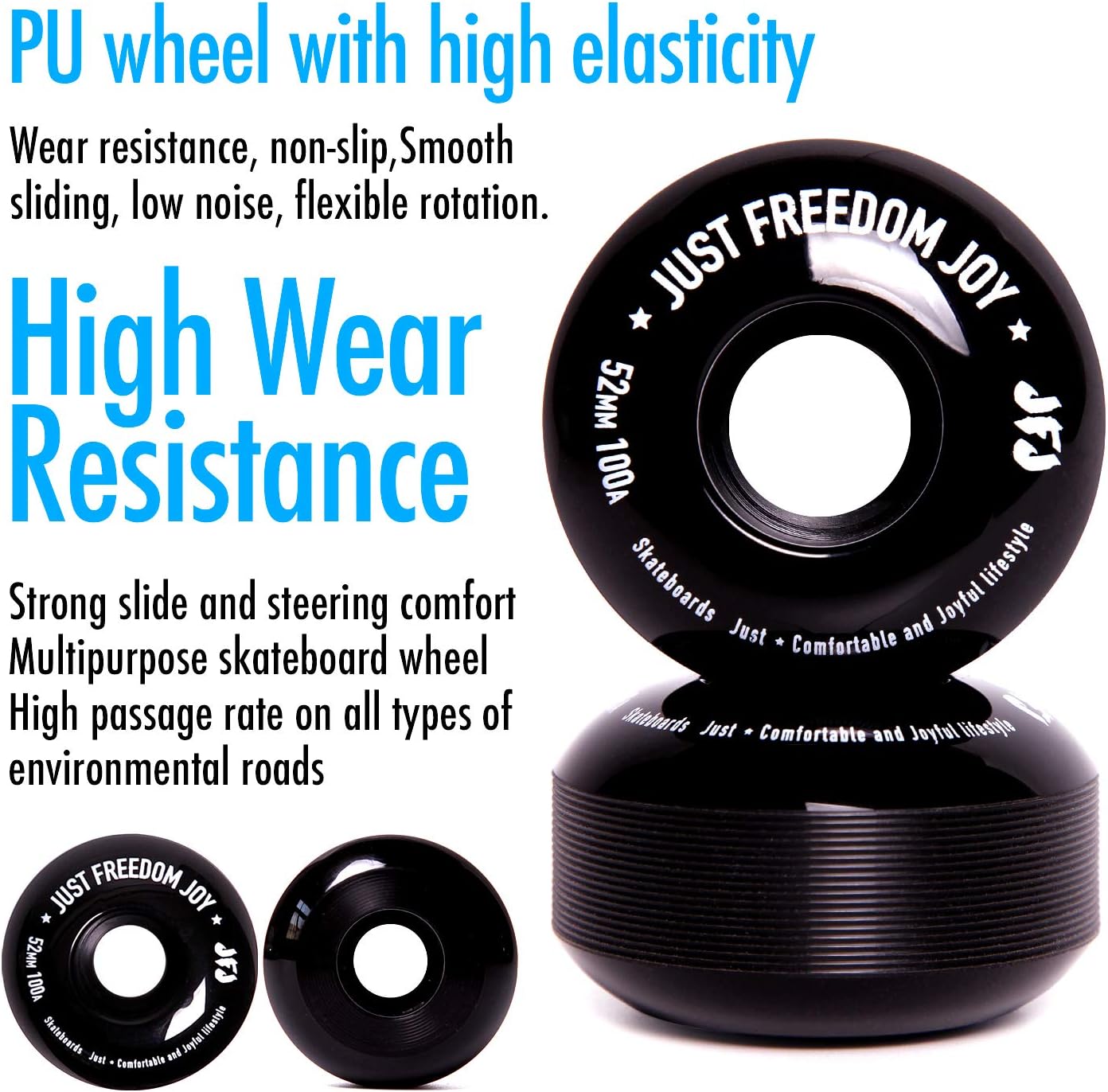 JFJ Skateboard Wheels Set,Include Skateboard Trucks, Skateboard Wheels 52mm, Skateboard Bearings, Skateboard Pads, Skateboard Hardware 1"…