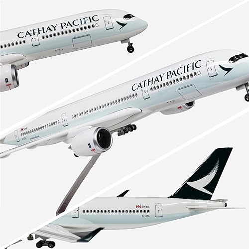 Miniatura 6 de 24-Hours Modelo de avión 1:160 HK Cathay Pacific Airbus 350 modelo de avión con luz LED (toque o control de sonido) para decoración o regalo